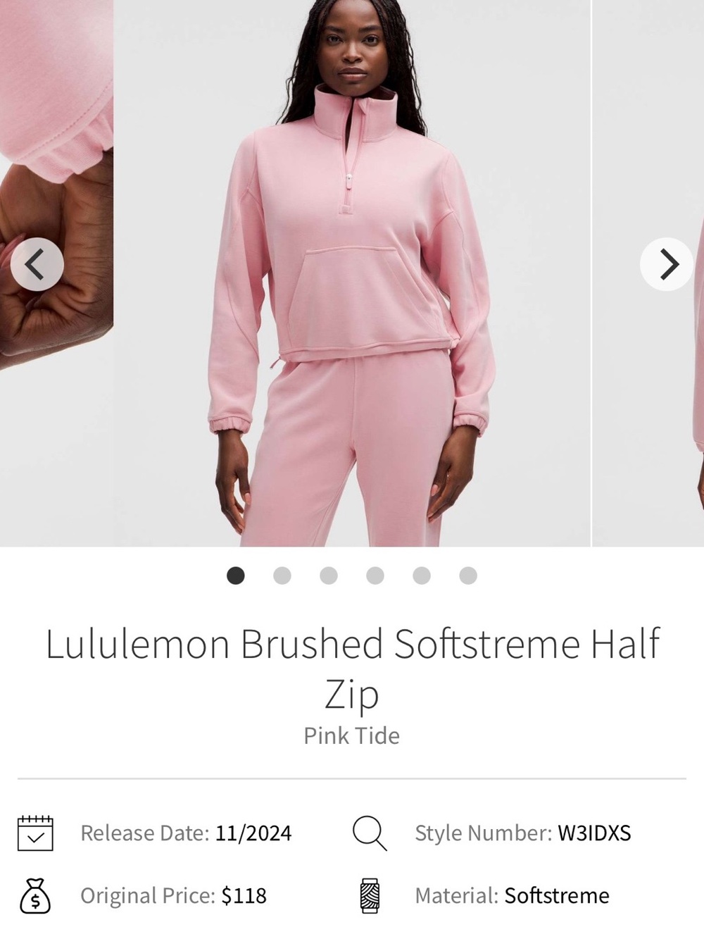 Lululemon Brushed Softstreme Half Zip Pink Tide Size 4